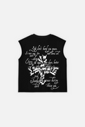 Letter Cross Tank Top Black