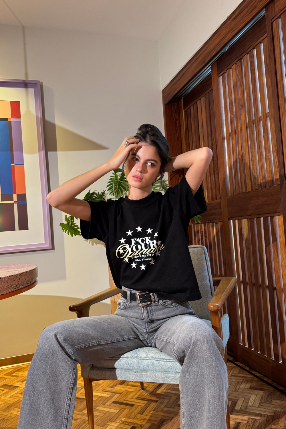 F*ck Your Opinion Crop Tee Black