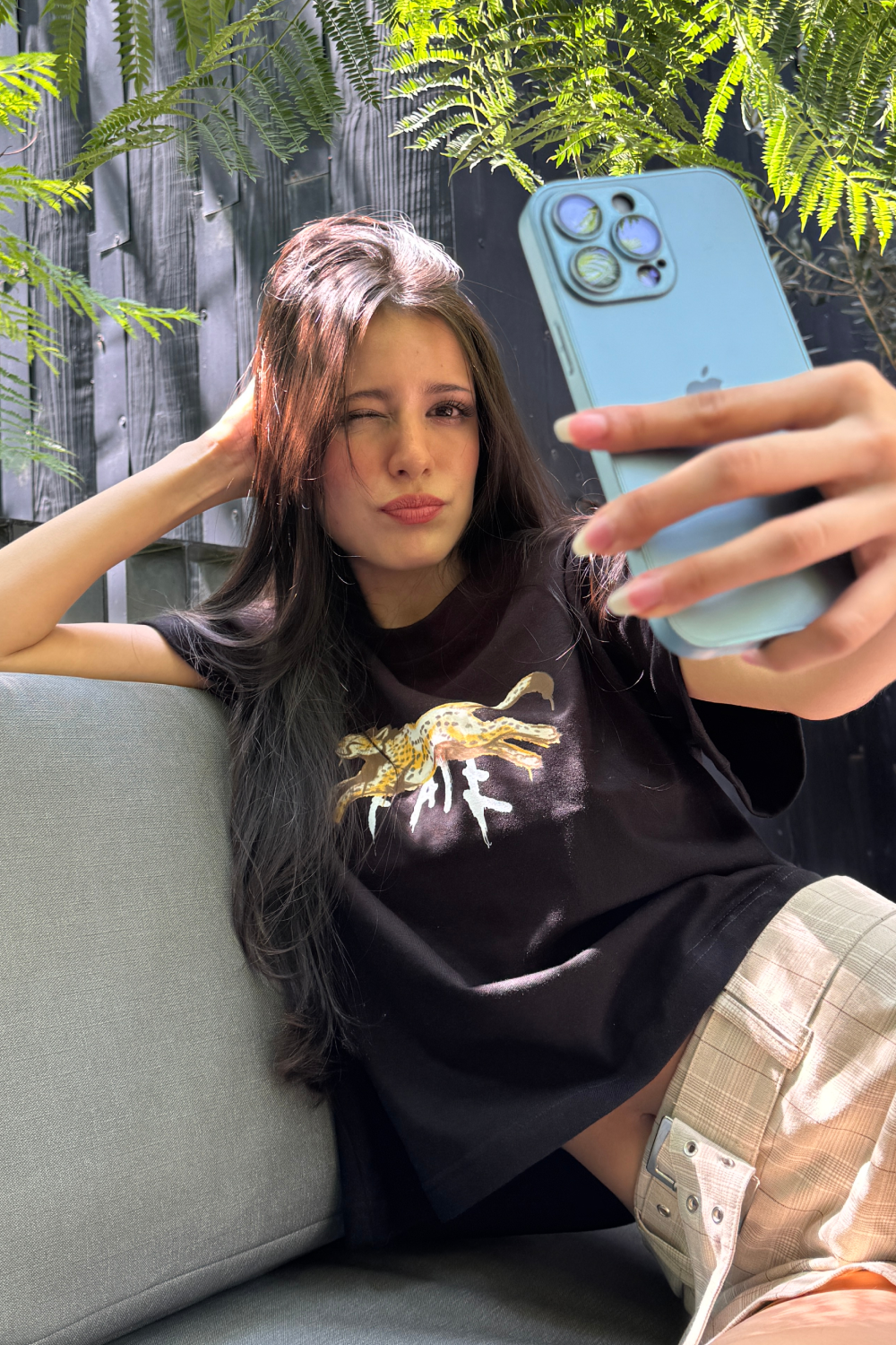 Cheetah Crop Tee Black