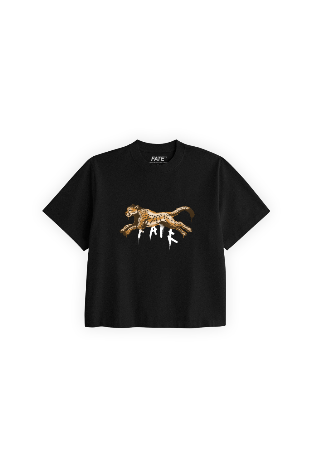 Cheetah Crop Tee Black