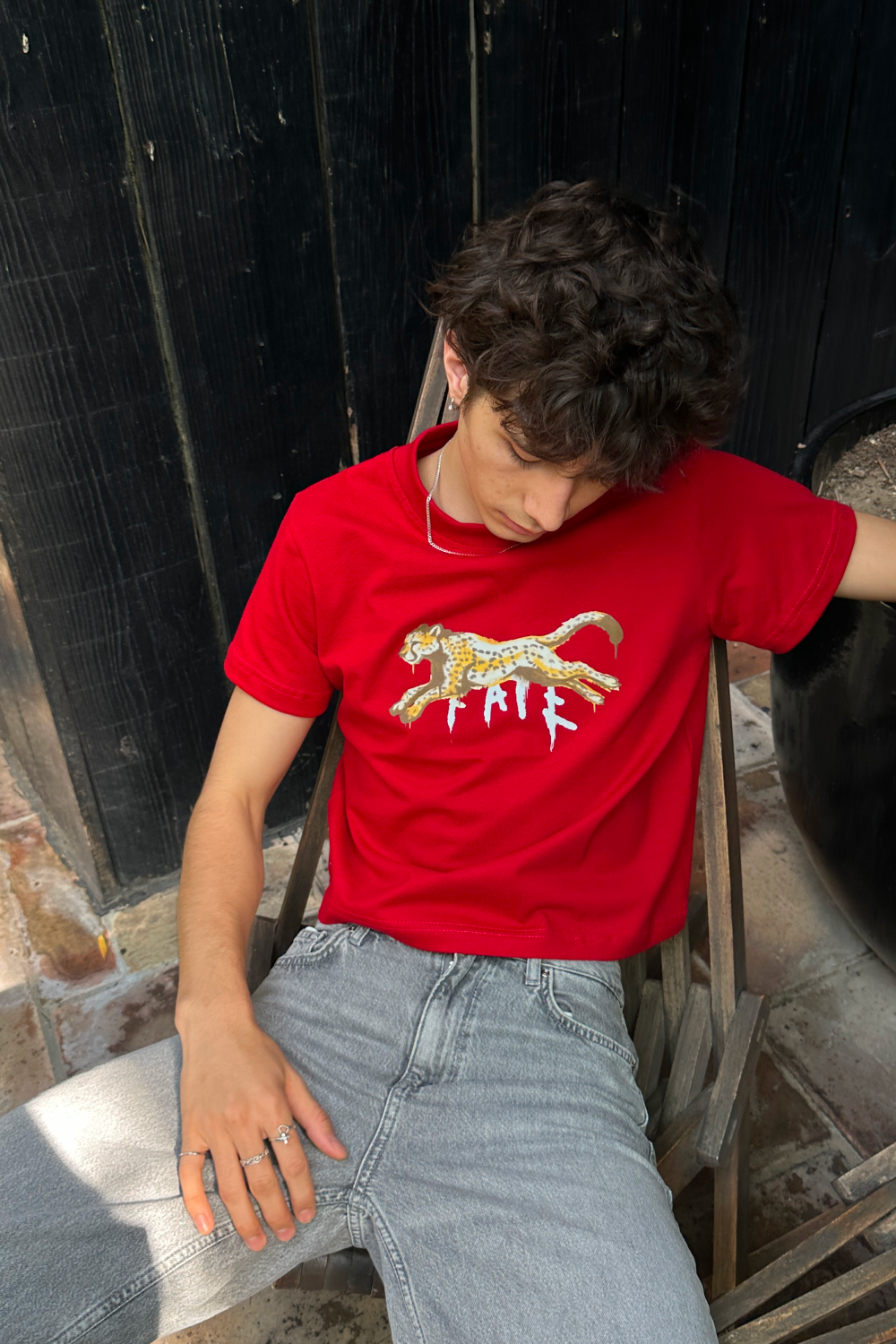 Cheetah Crop Tee Red