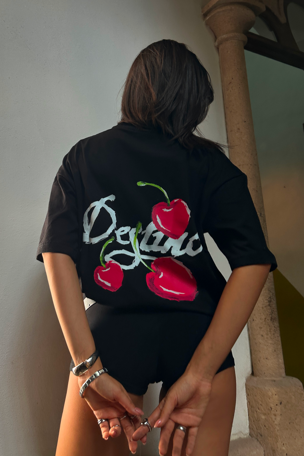 Crayon Cherry Tee Black