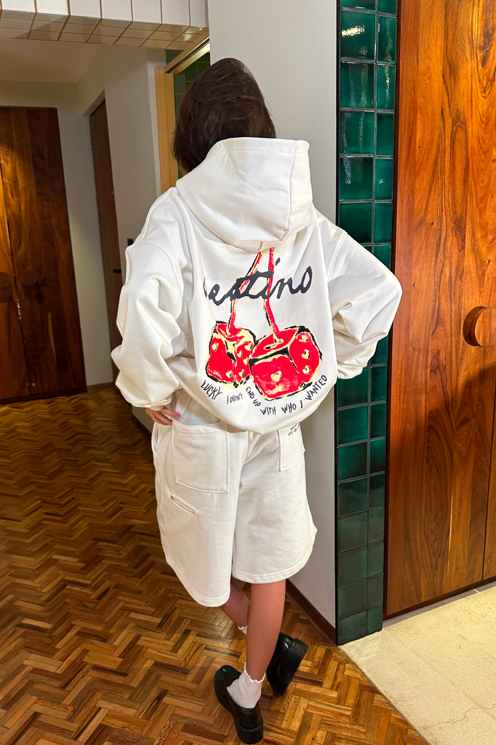 Dice Cherry Baggy Shorts Ivory