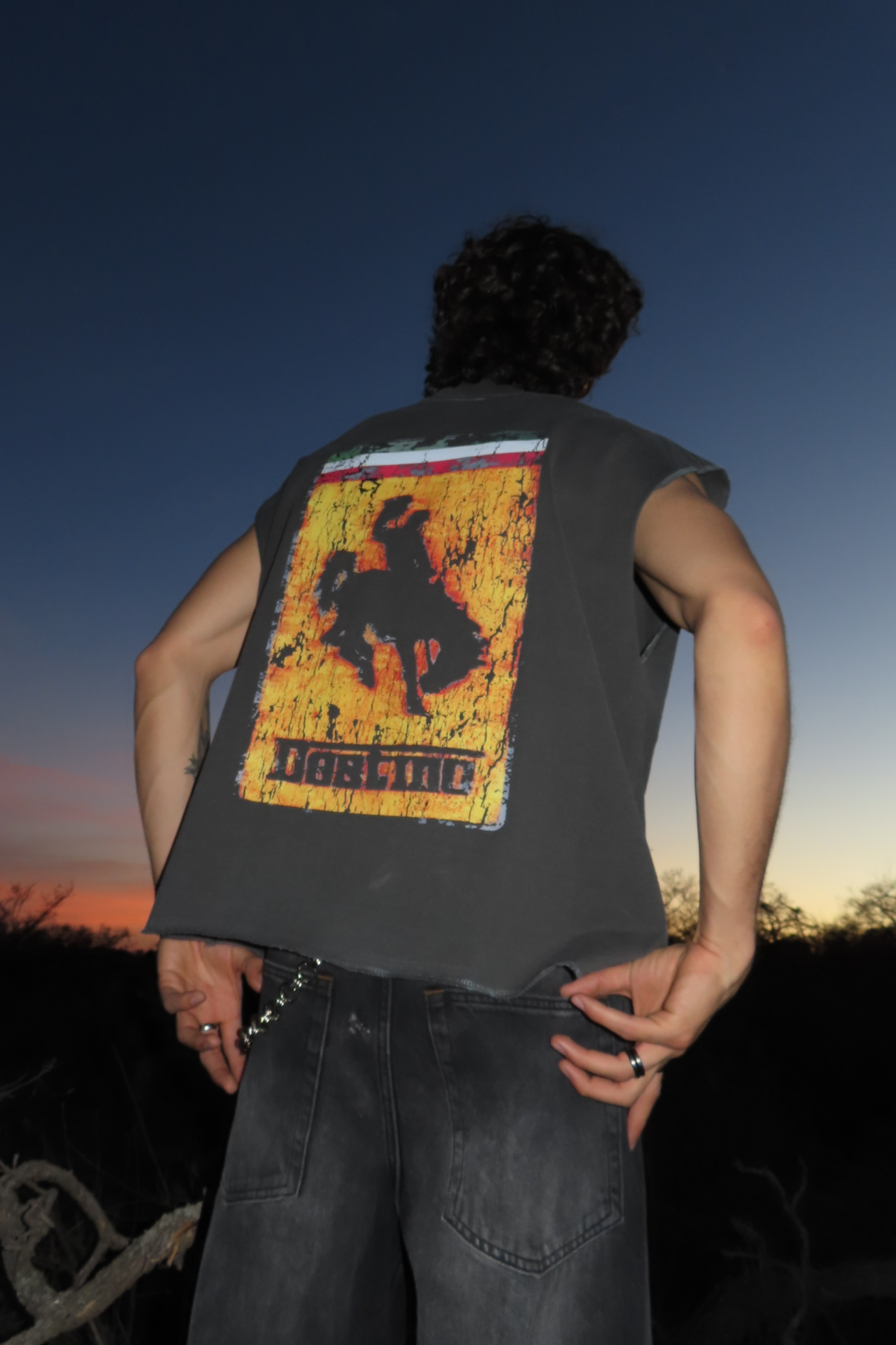 Racing Cowboy Tank Top Washed Grey