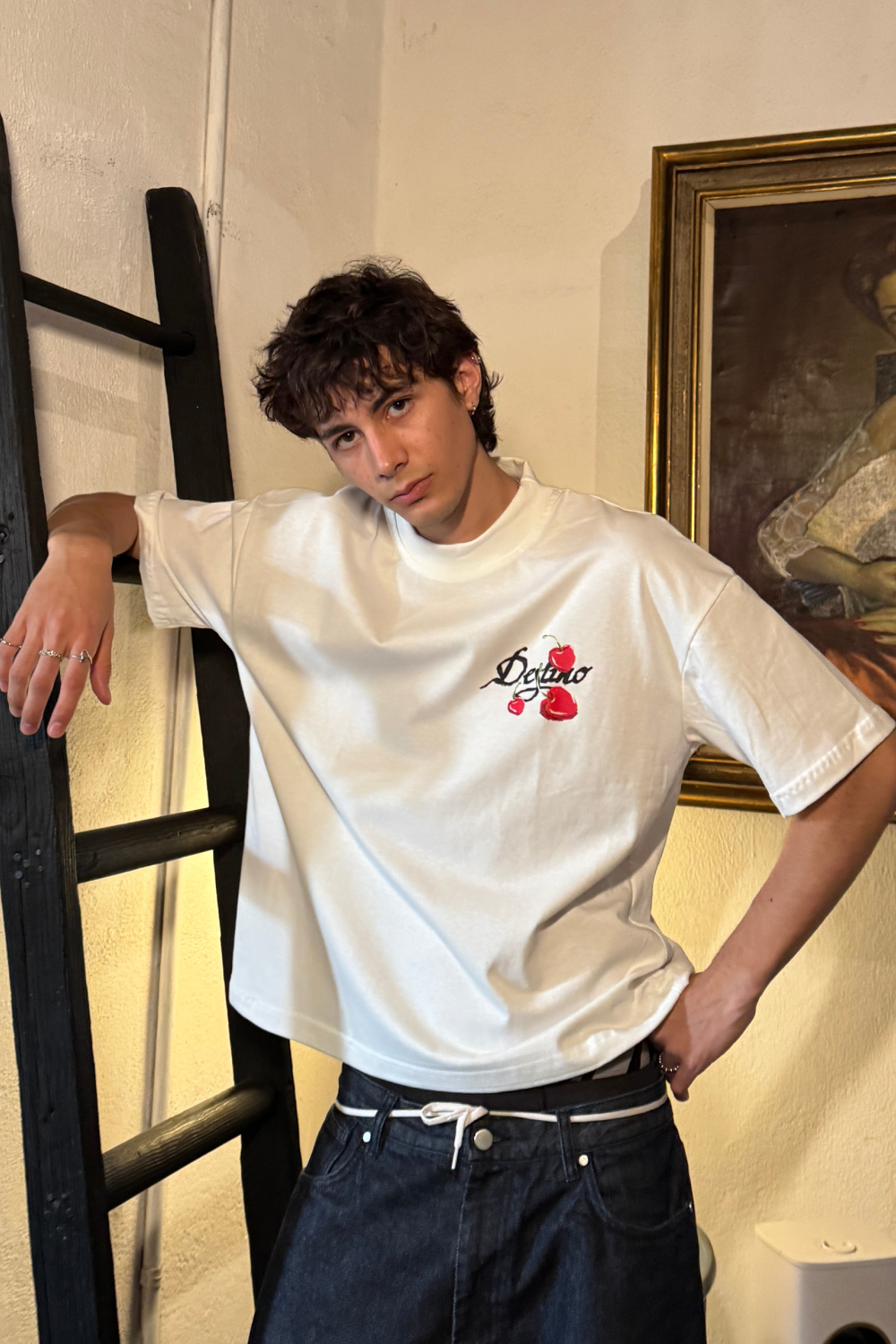 Crayon Cherry Tee Ivory