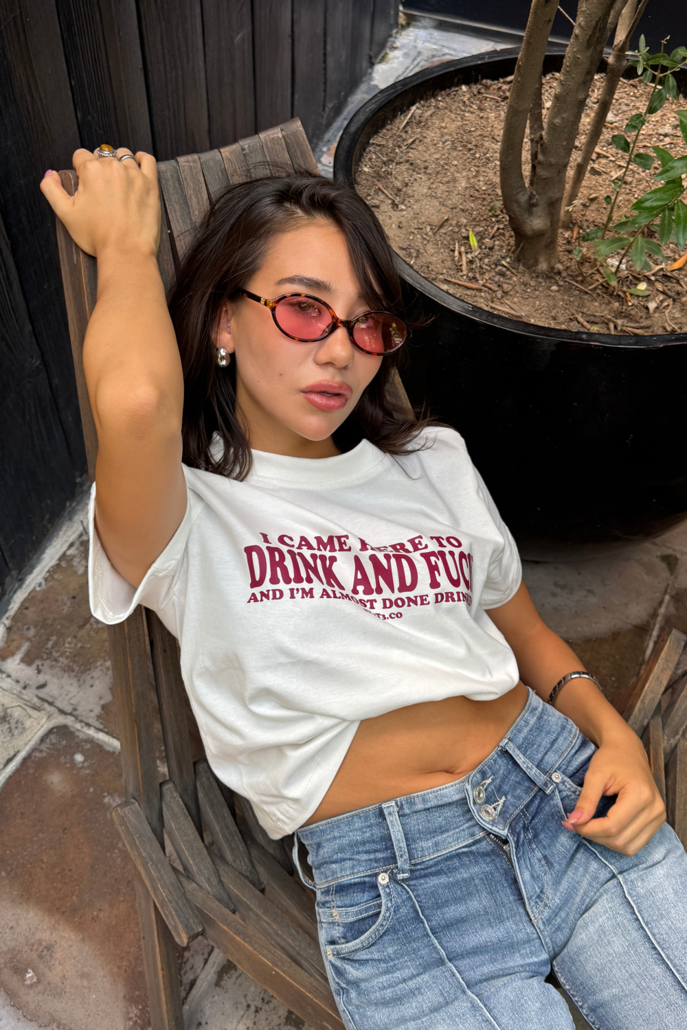 Drink & F*ck Crop Tee Ivory