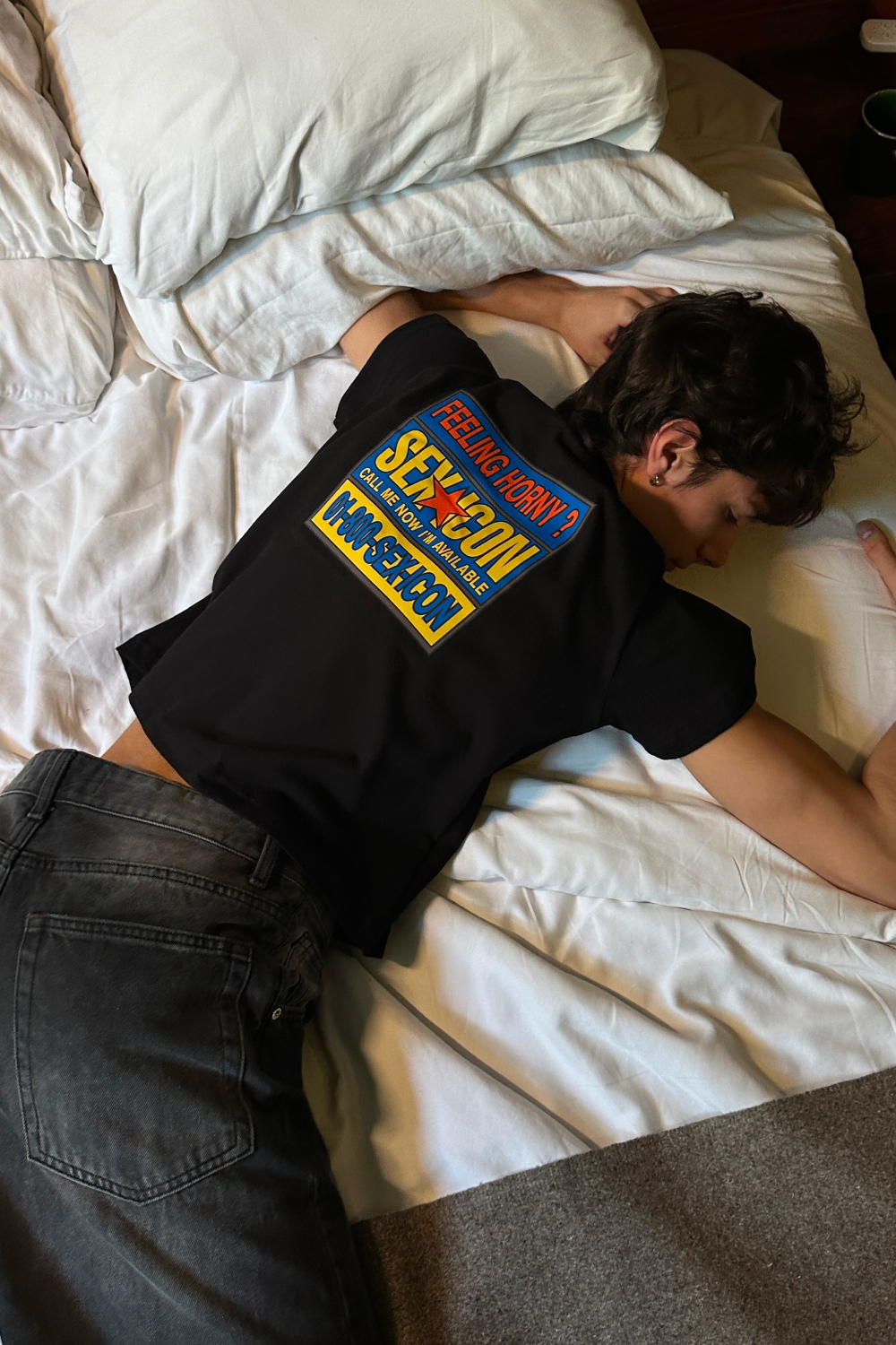 Feeling Horny Crop Tee Black