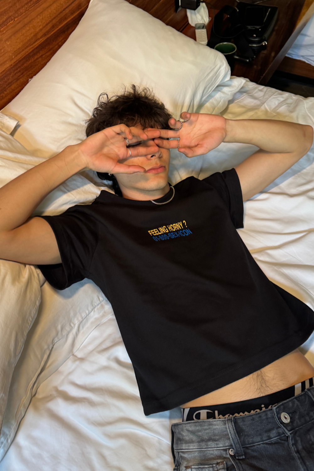 Feeling Horny Crop Tee Black