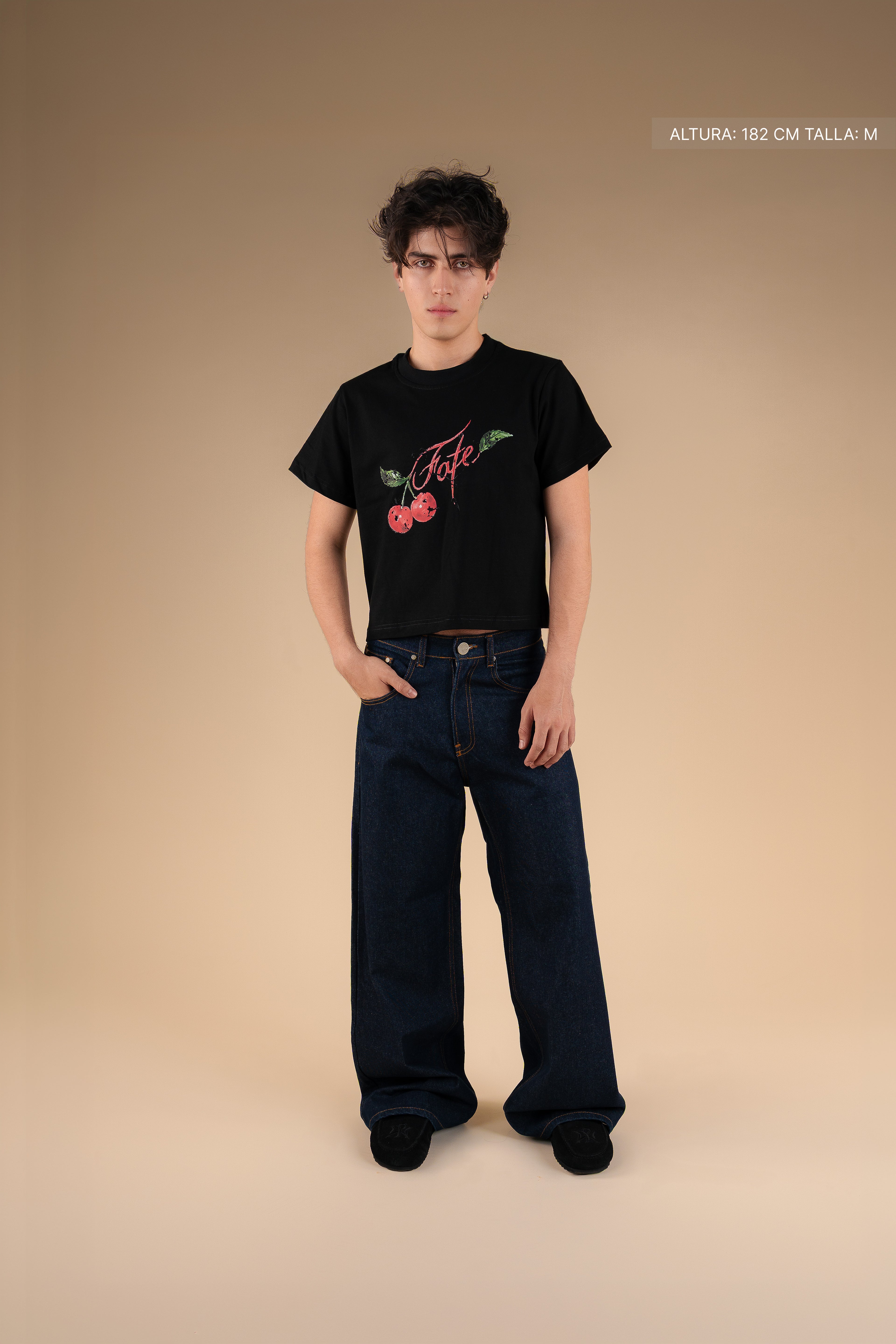 Sweet Cherry Crop Tee Black