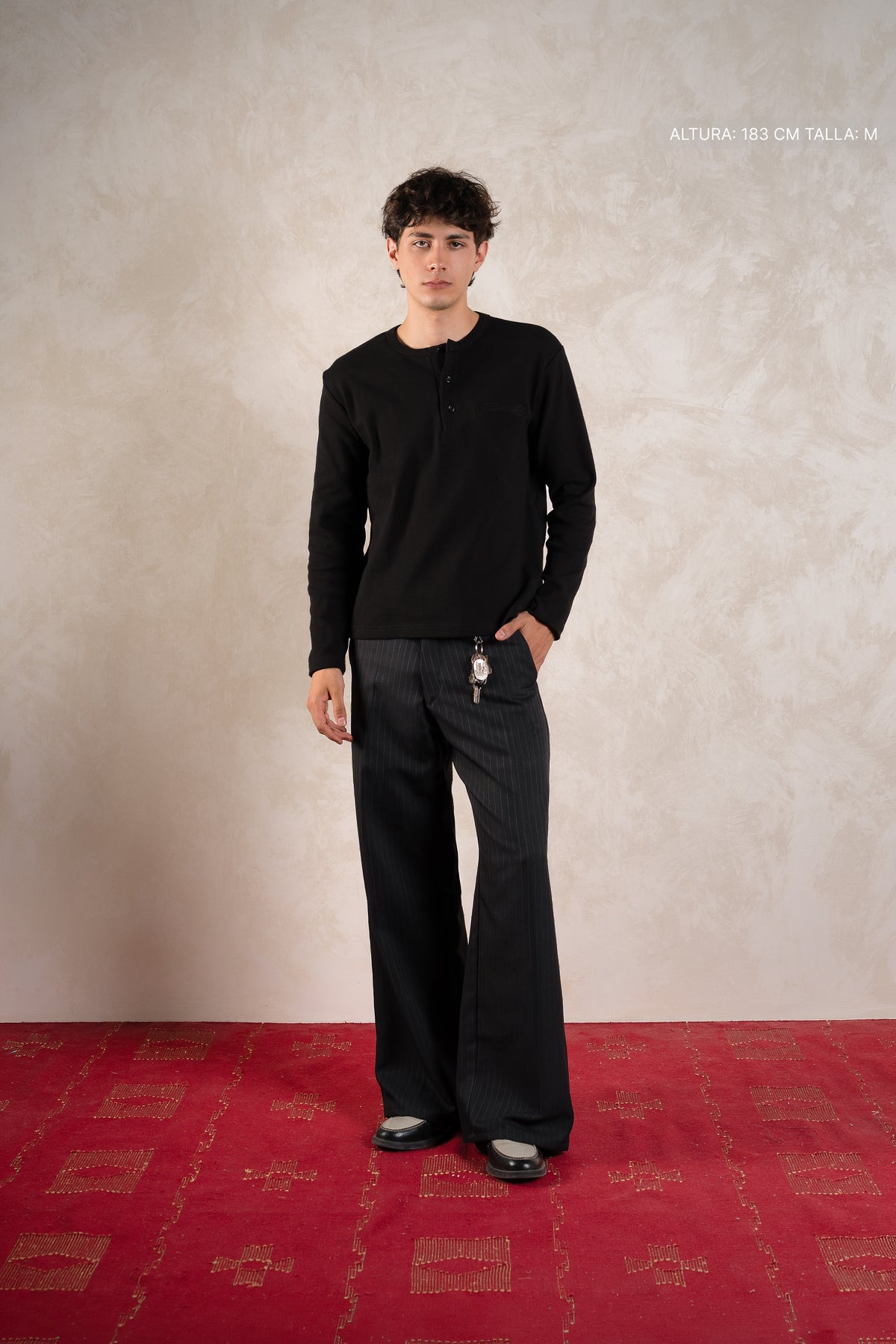 Ribbed Henley Black