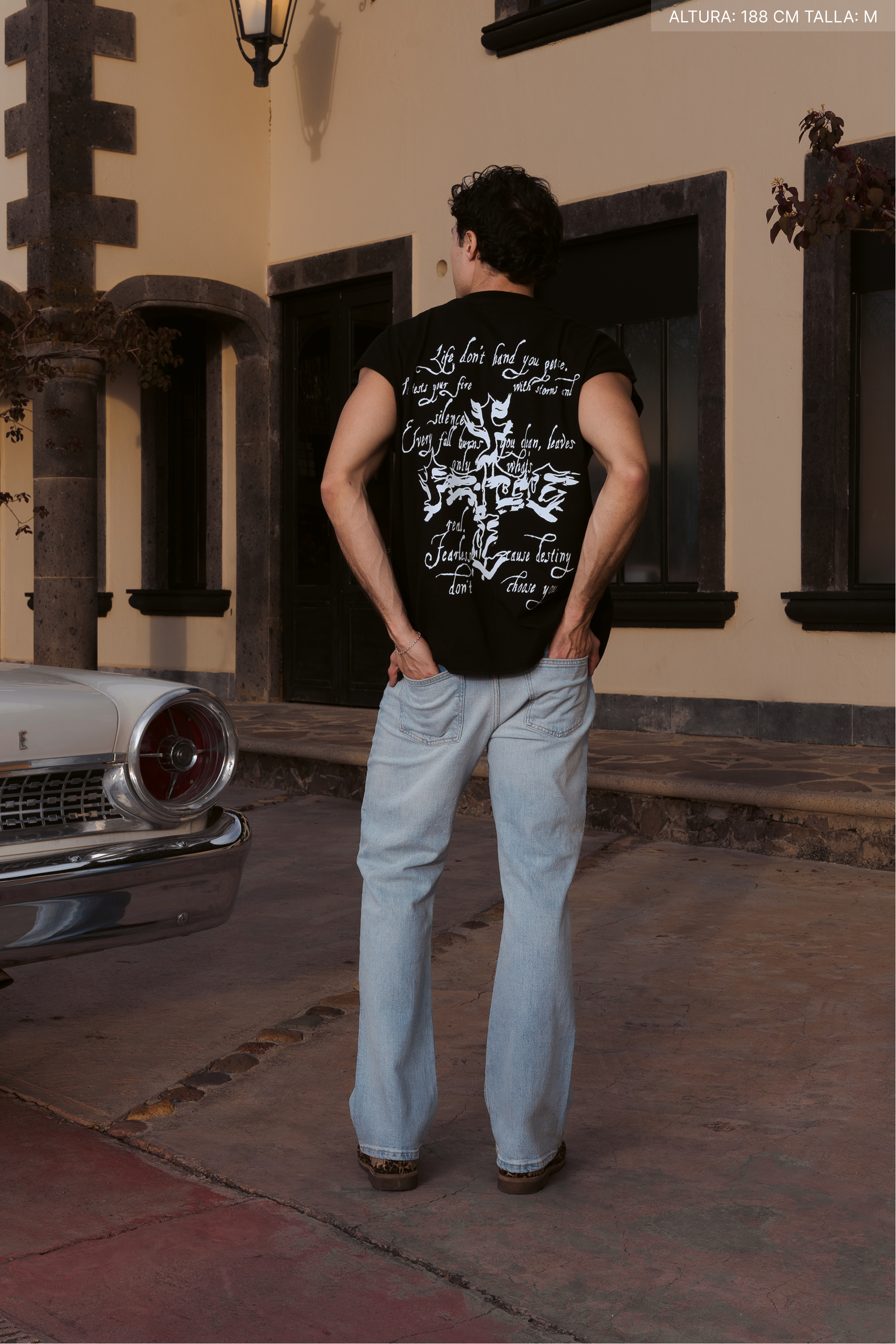 Letter Cross Tank Top Black