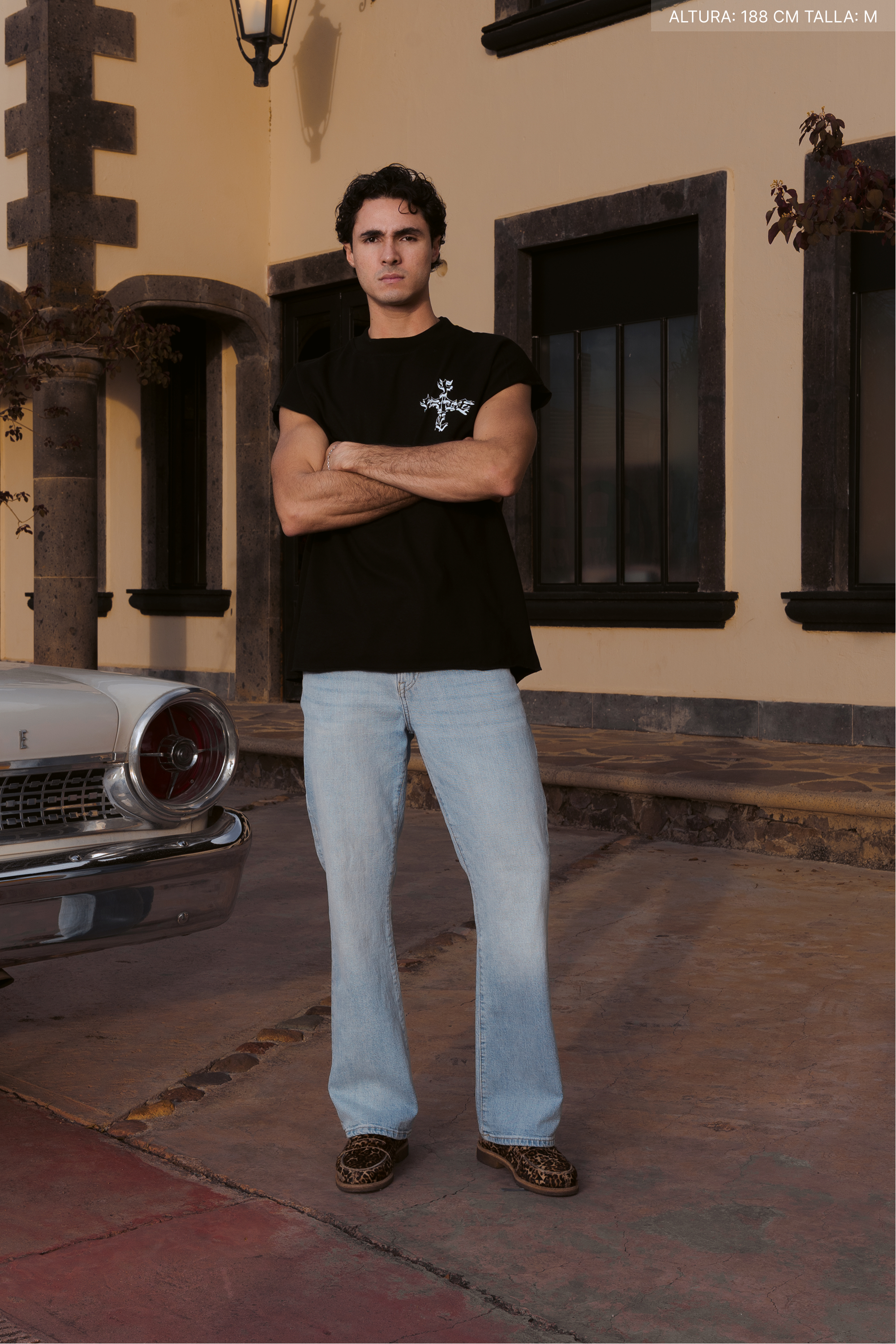 Letter Cross Tank Top Black