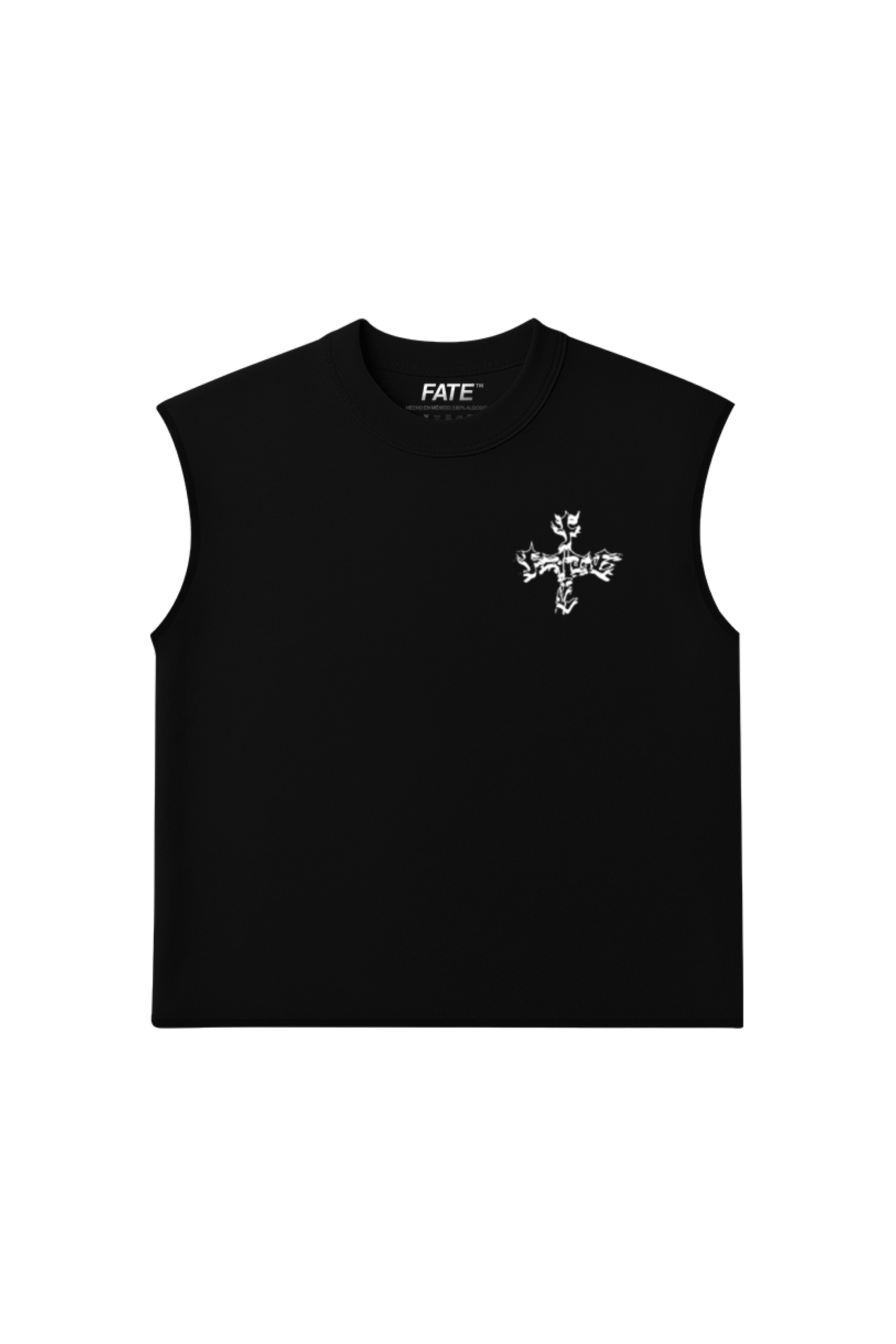 Letter Cross Tank Top Black