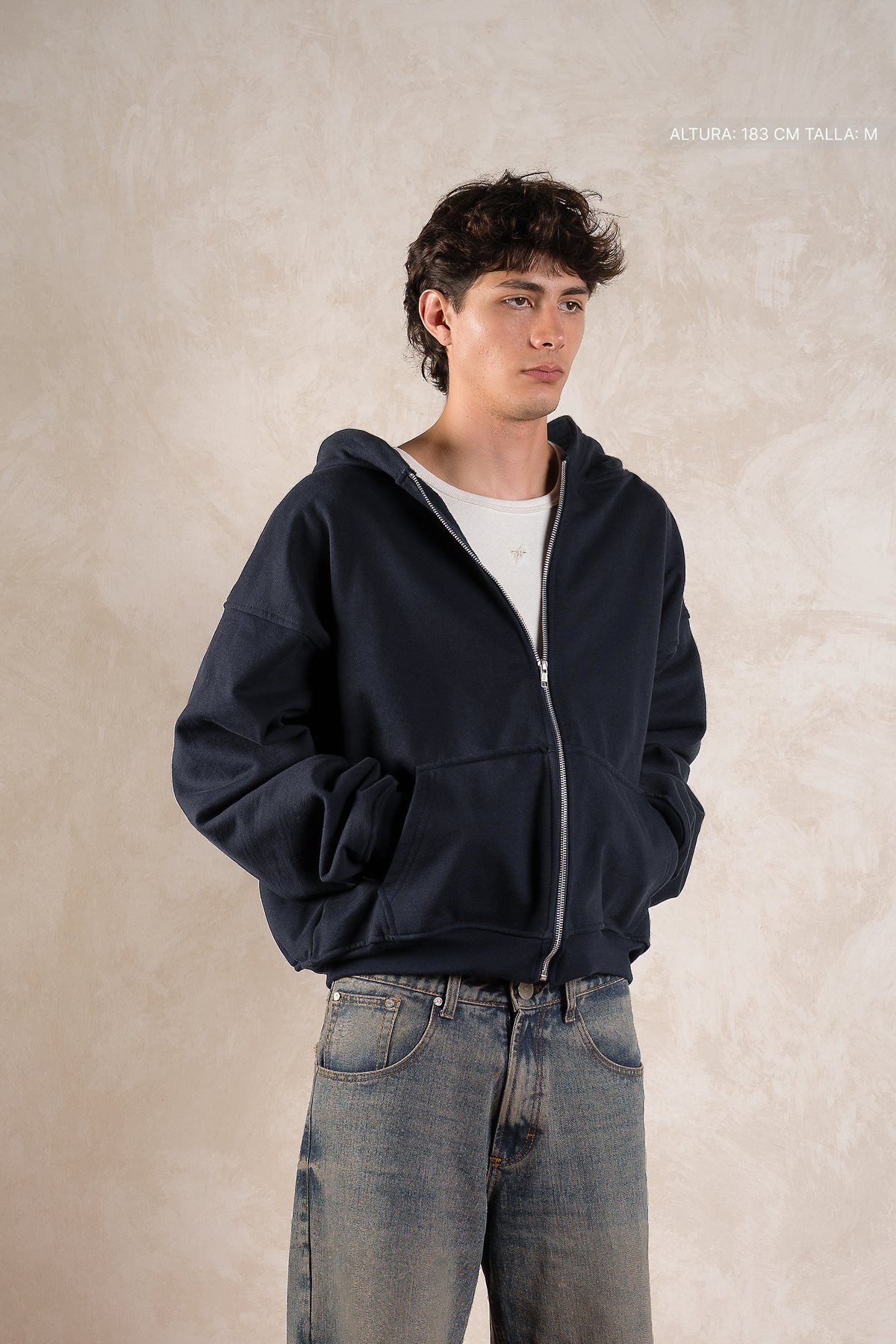 Zip Hoodie Navy Blue