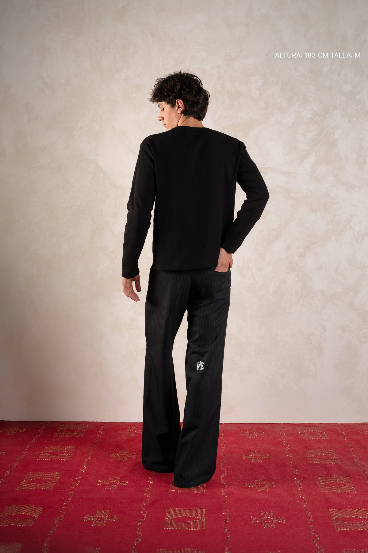 Ribbed Henley Black