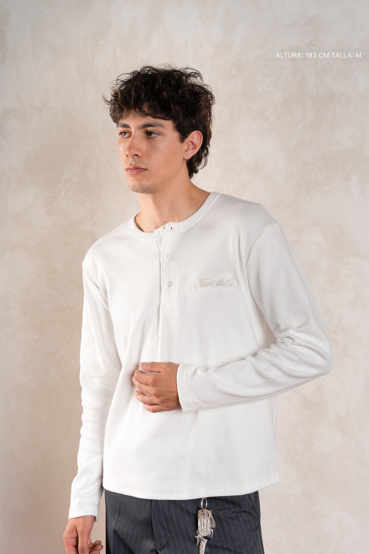 Ribbed Henley Ivory