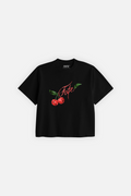 Sweet Cherry Crop Tee Black — Front