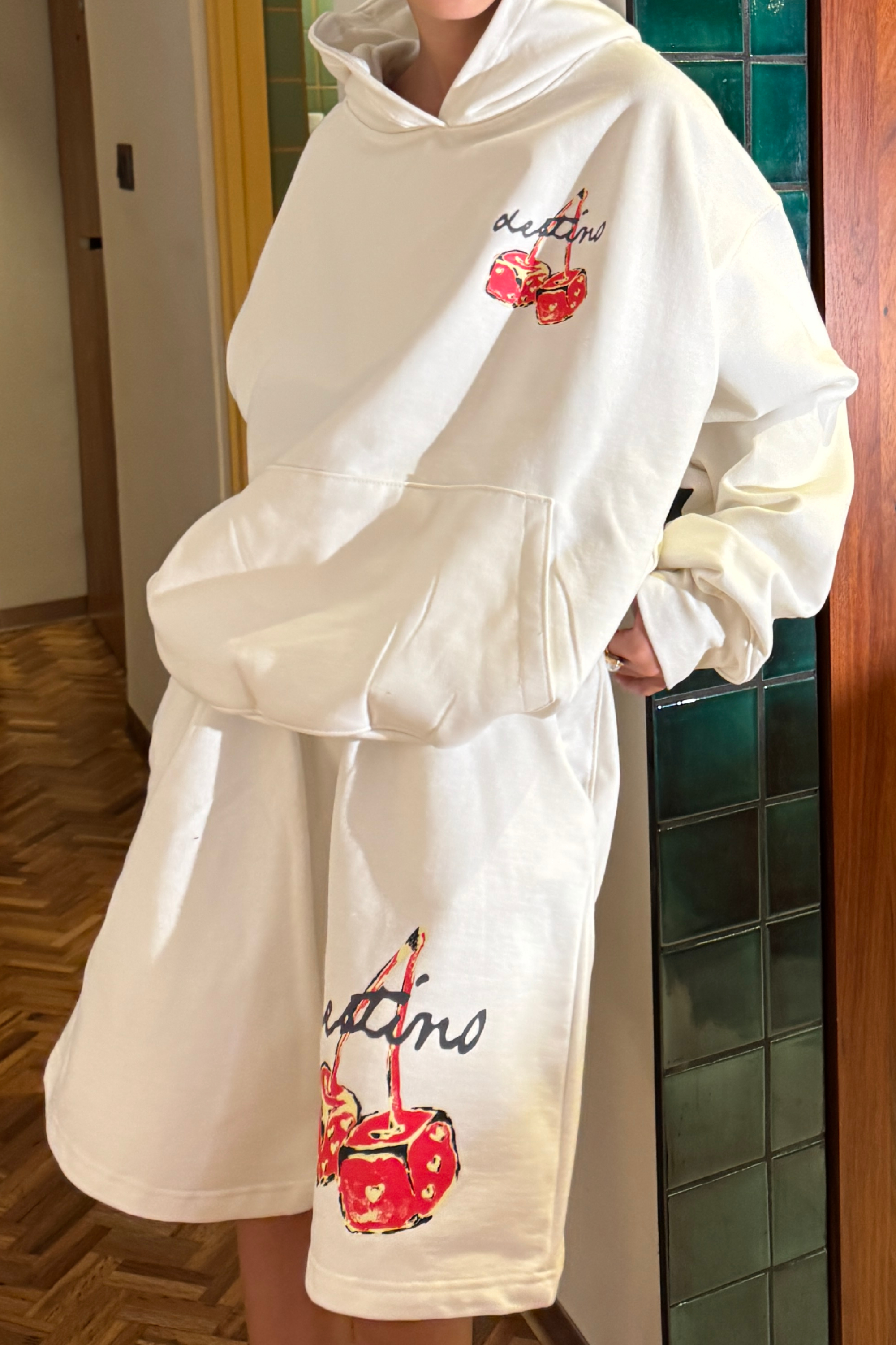Dice Cherry Hoodie Ivory
