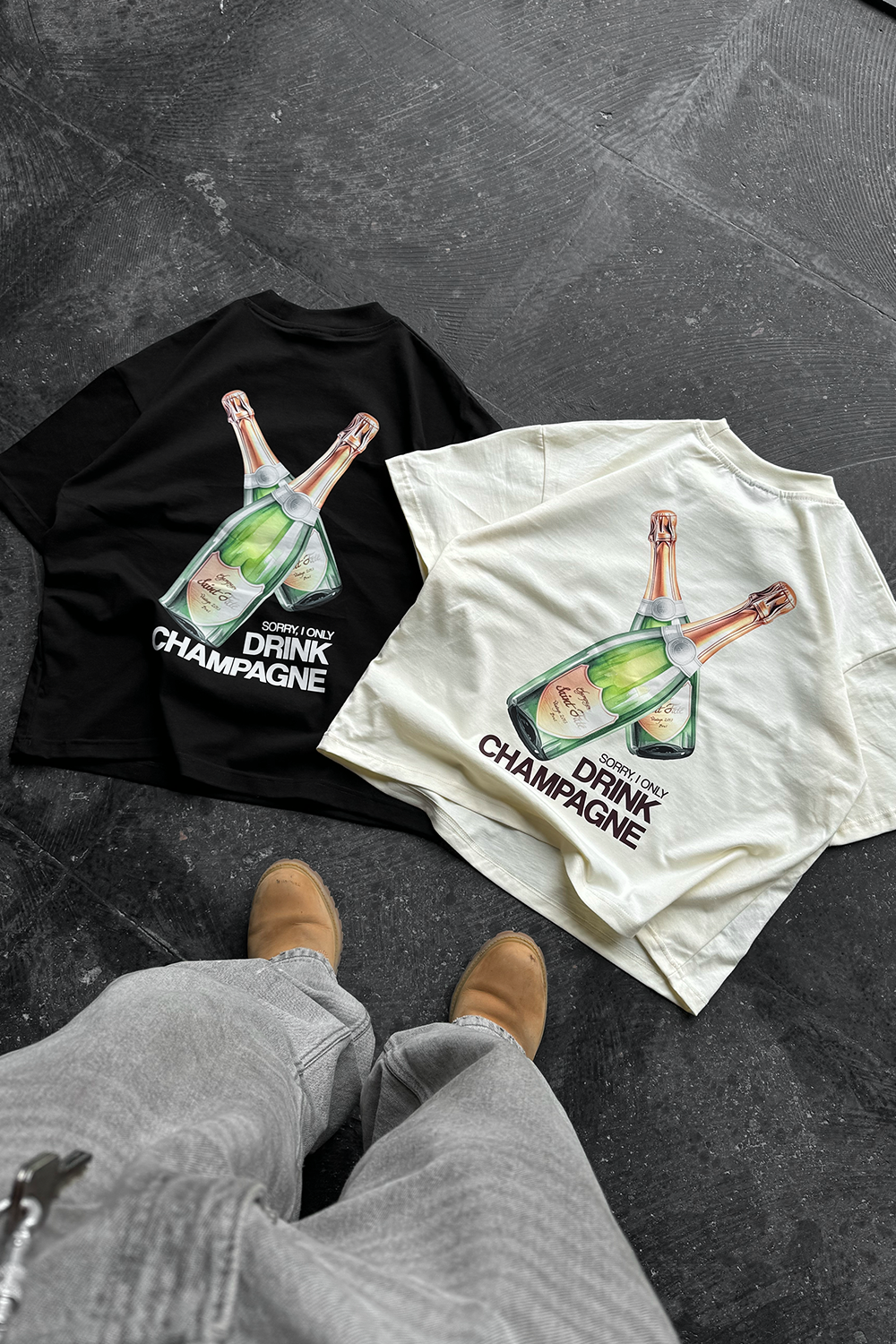 Drink Champagne Tee Ivory