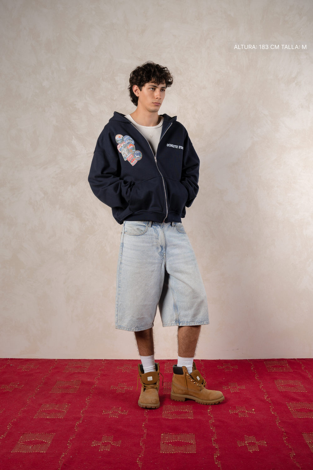Out of Town Badges Zip Hoodie Navy Blue — foto 3