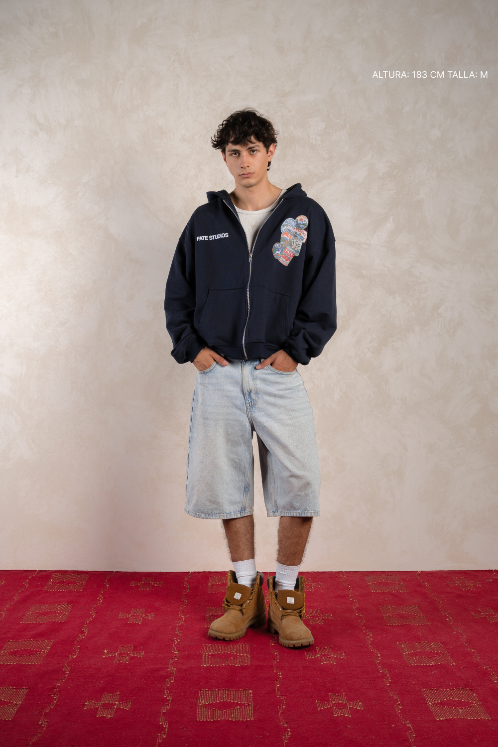 Out of Town Badges Zip Hoodie Navy Blue — foto 5
