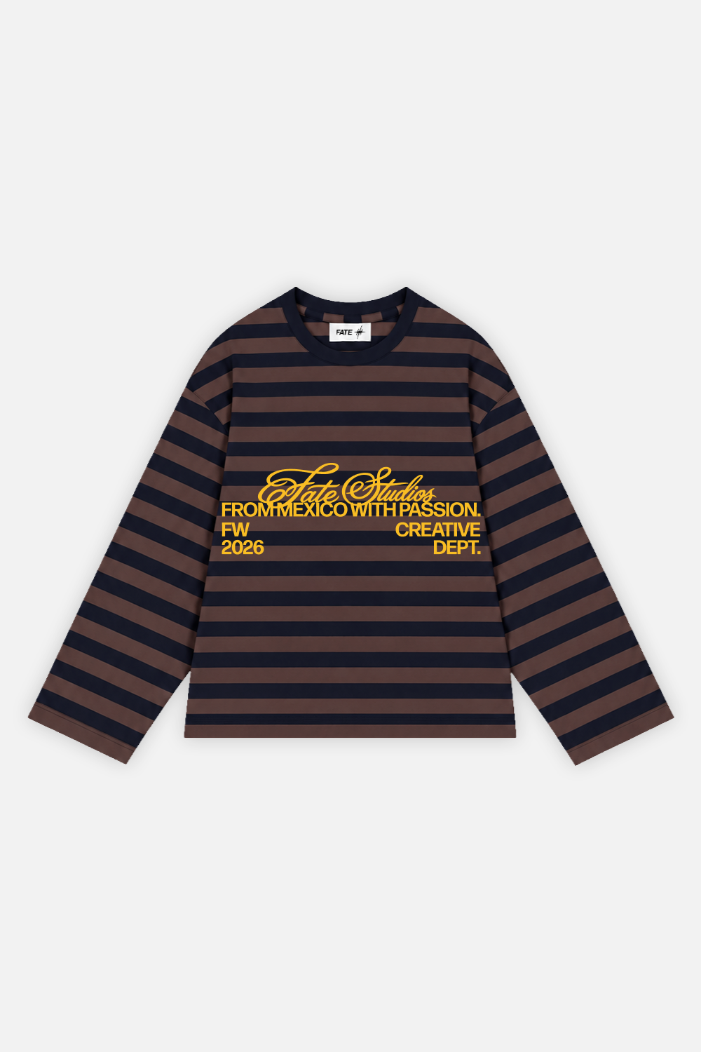 From Mexico With Passion Striped Longsleeve Navy w/ Brown — foto 1