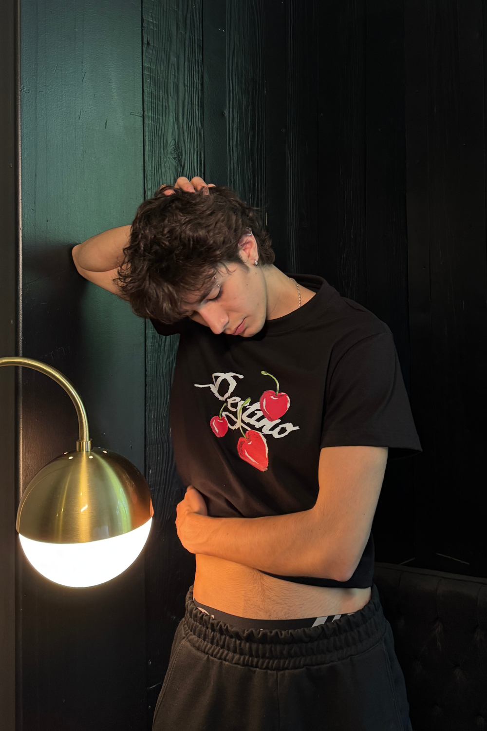 Crayon Cherry Crop Tee Black