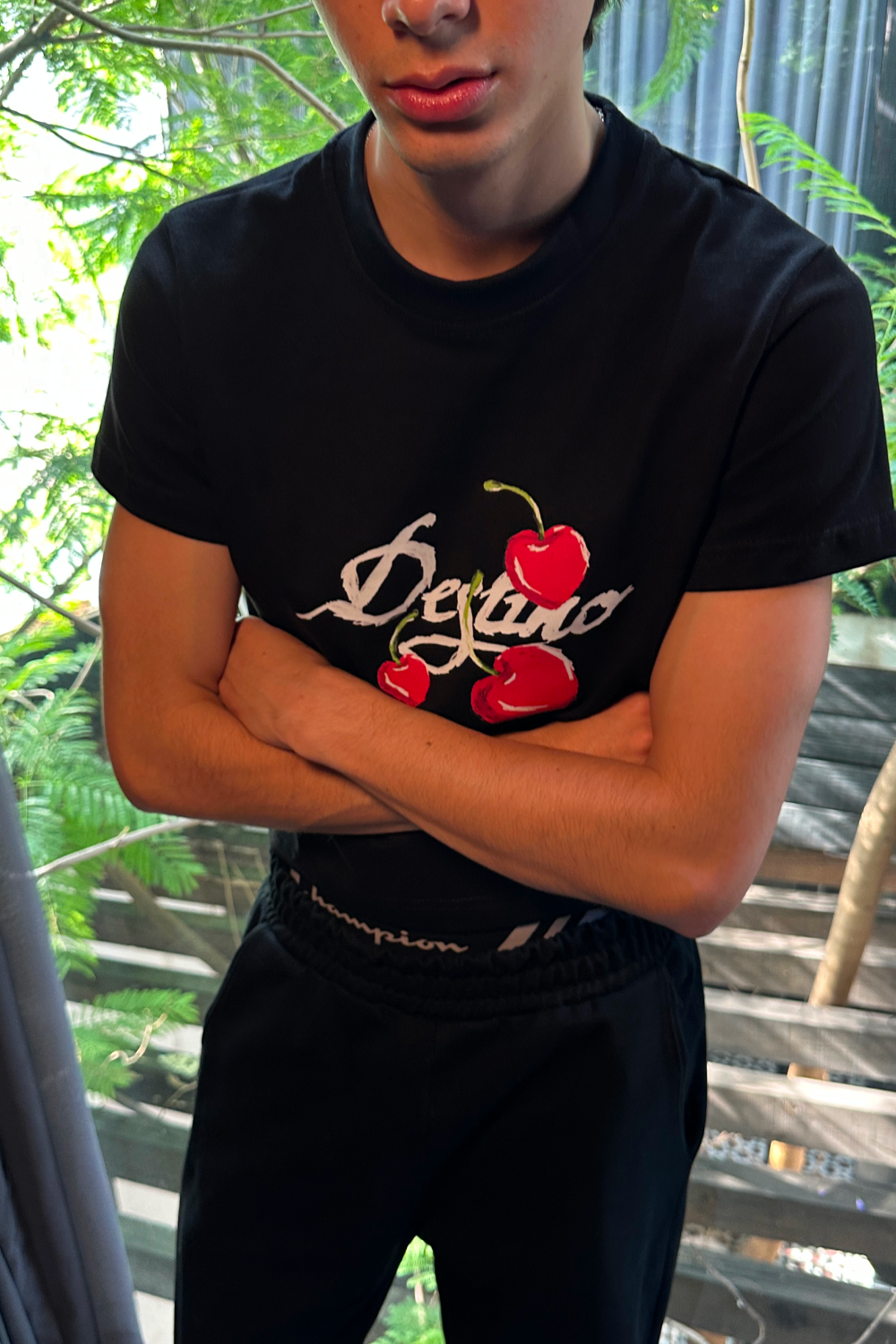 Crayon Cherry Crop Tee Black