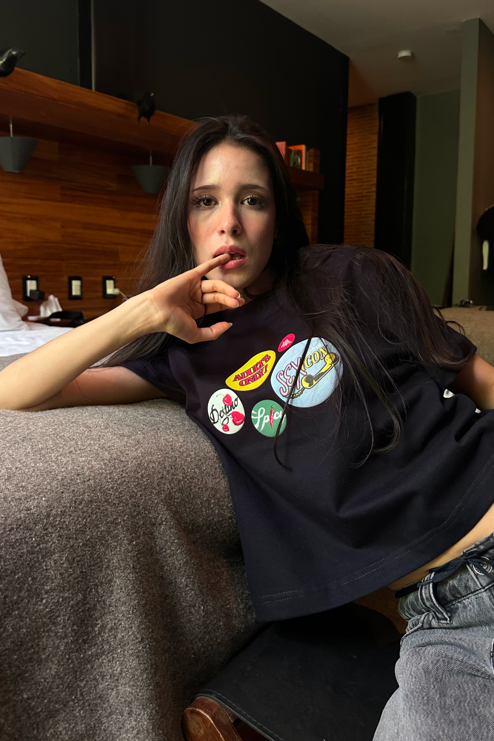 Sex Pin's Crop Tee Navy Blue