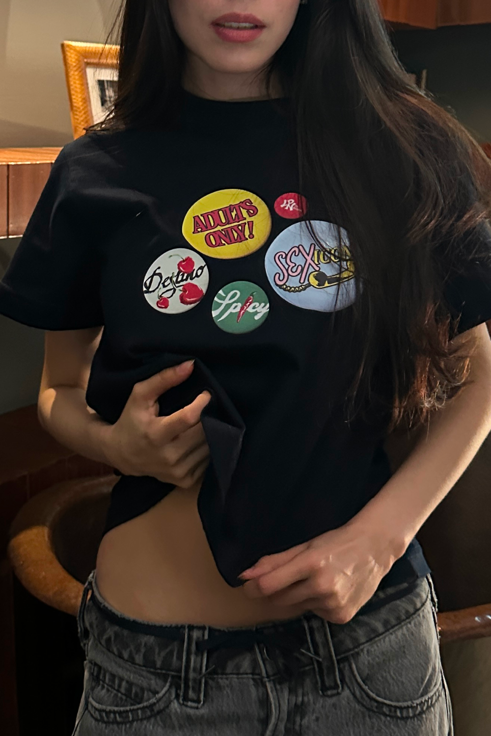 Sex Pin's Crop Tee Navy Blue