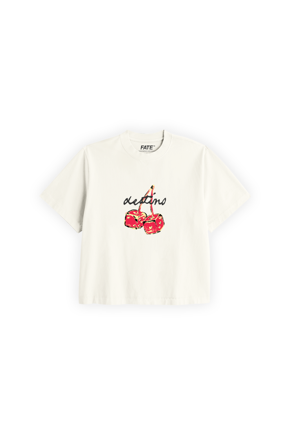 Dice Cherry Crop Tee Ivory