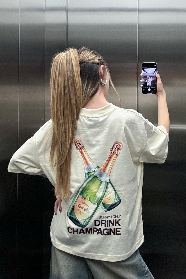 Drink Champagne Tee Ivory