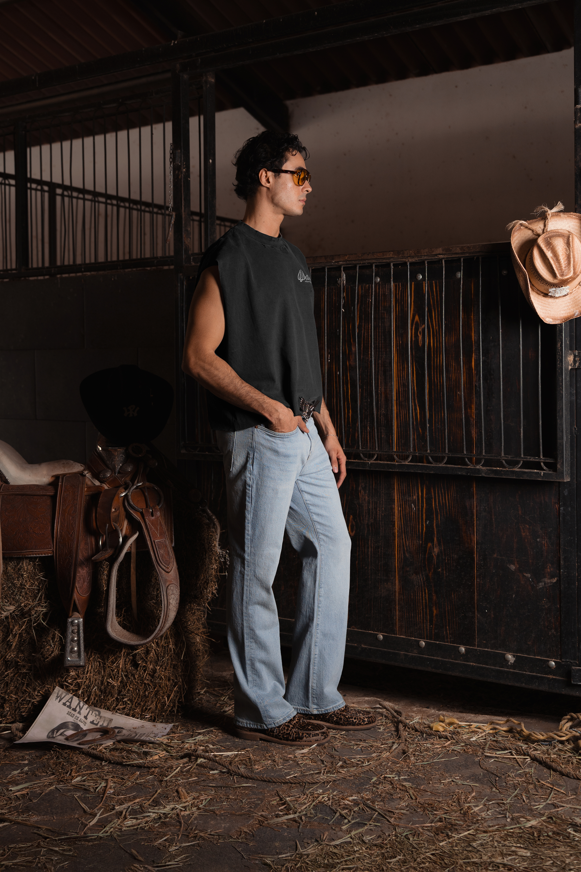 Shut Up Cowboy Tank Top Washed Grey