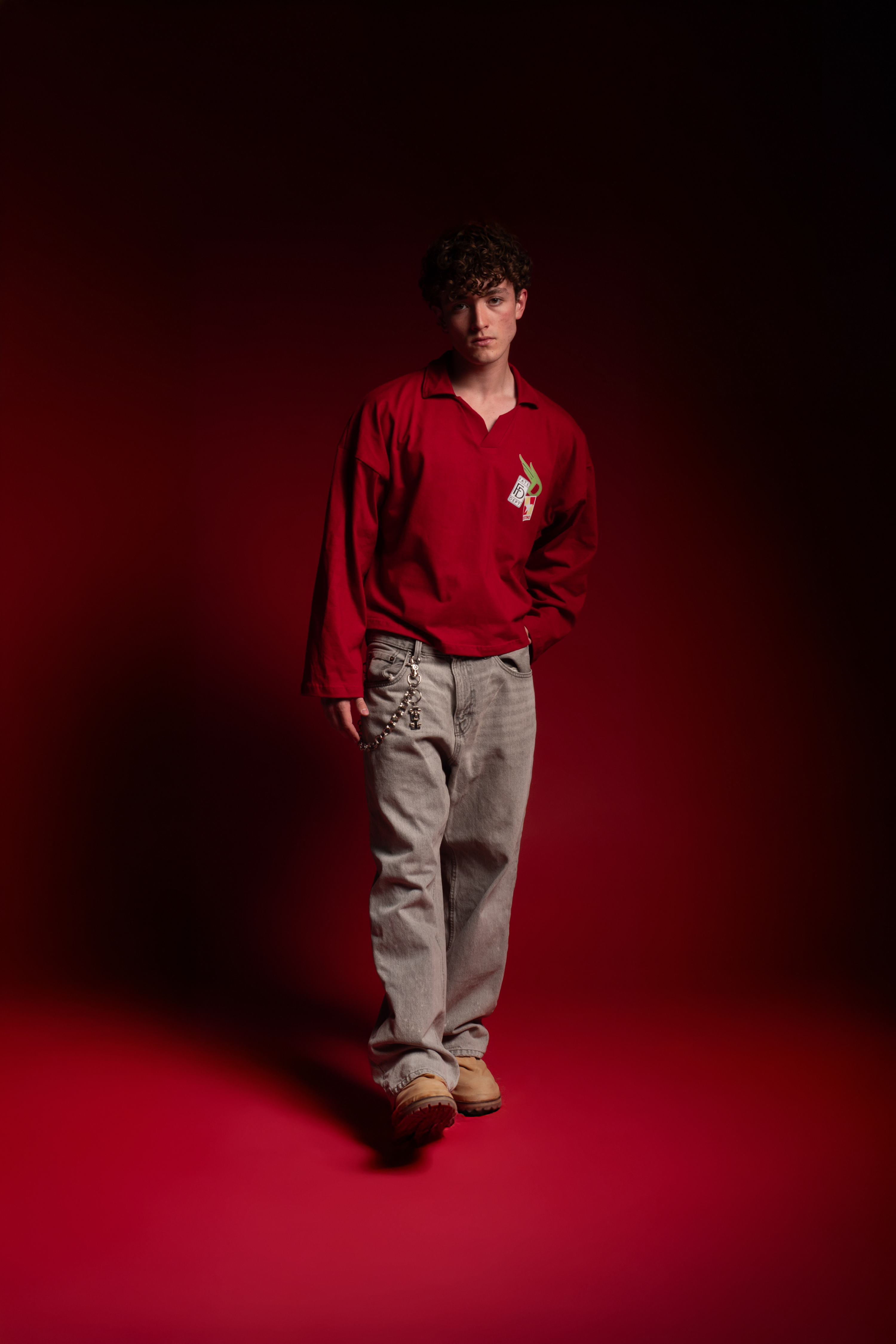 Racing Patches Longsleeve Polo Red