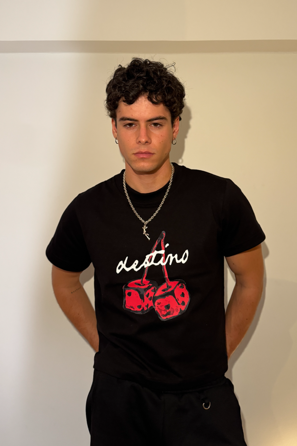 Dice Cherry Crop Tee Black