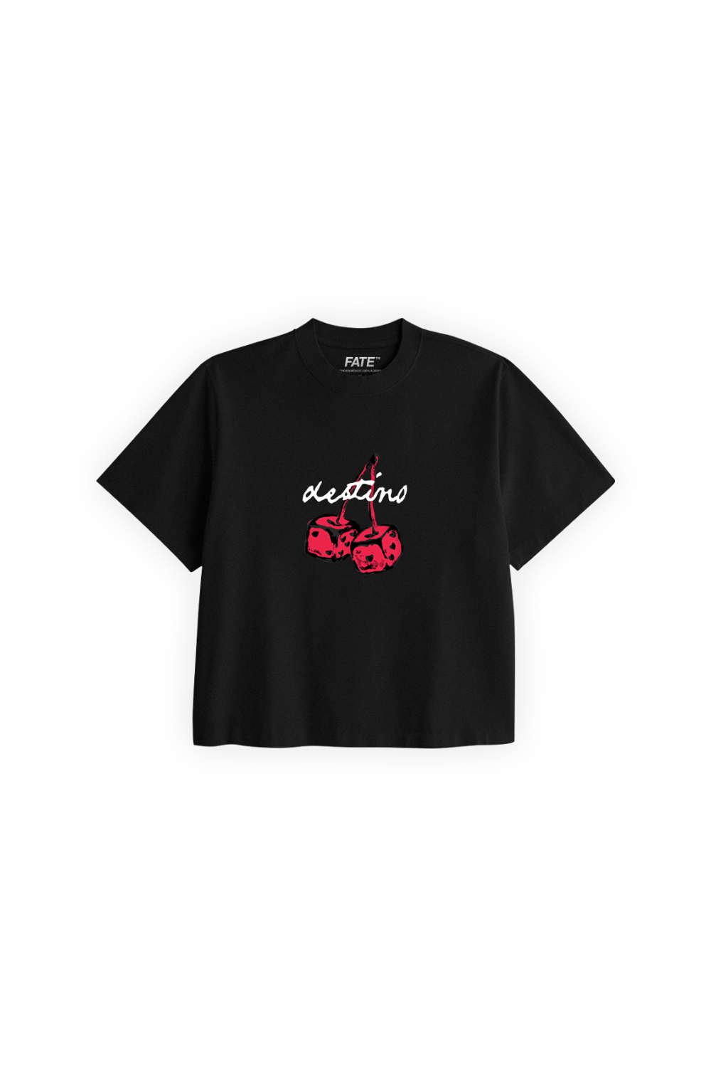 Dice Cherry Crop Tee Black
