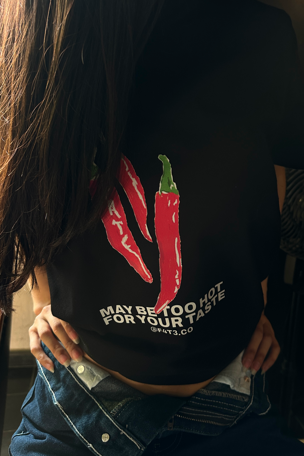 May Be Too Hot Crop Tee Black