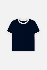 Rib Muscle Tee Navy w/ Ivory