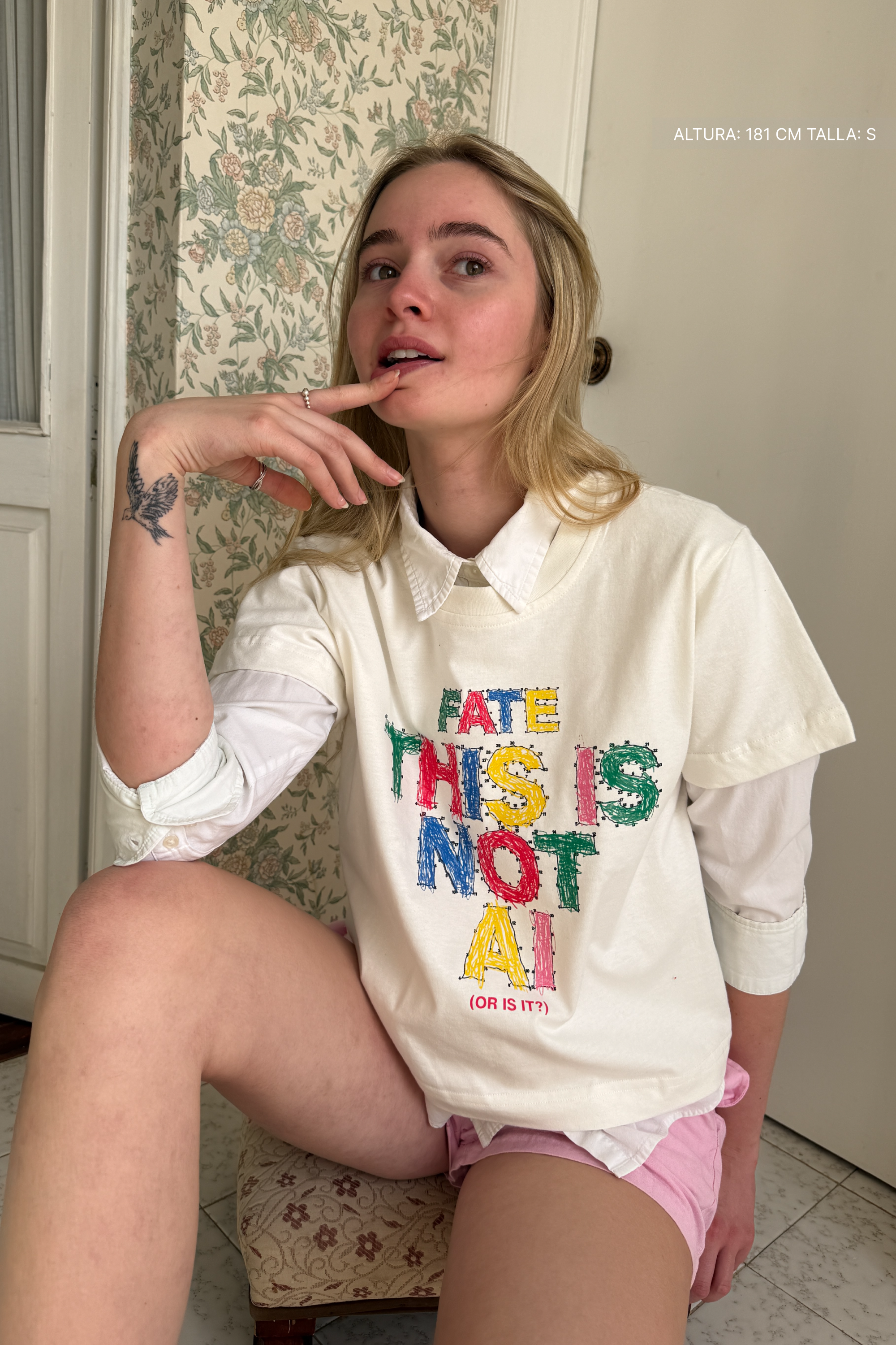 Not AI Crayon Crop Tee Ivory