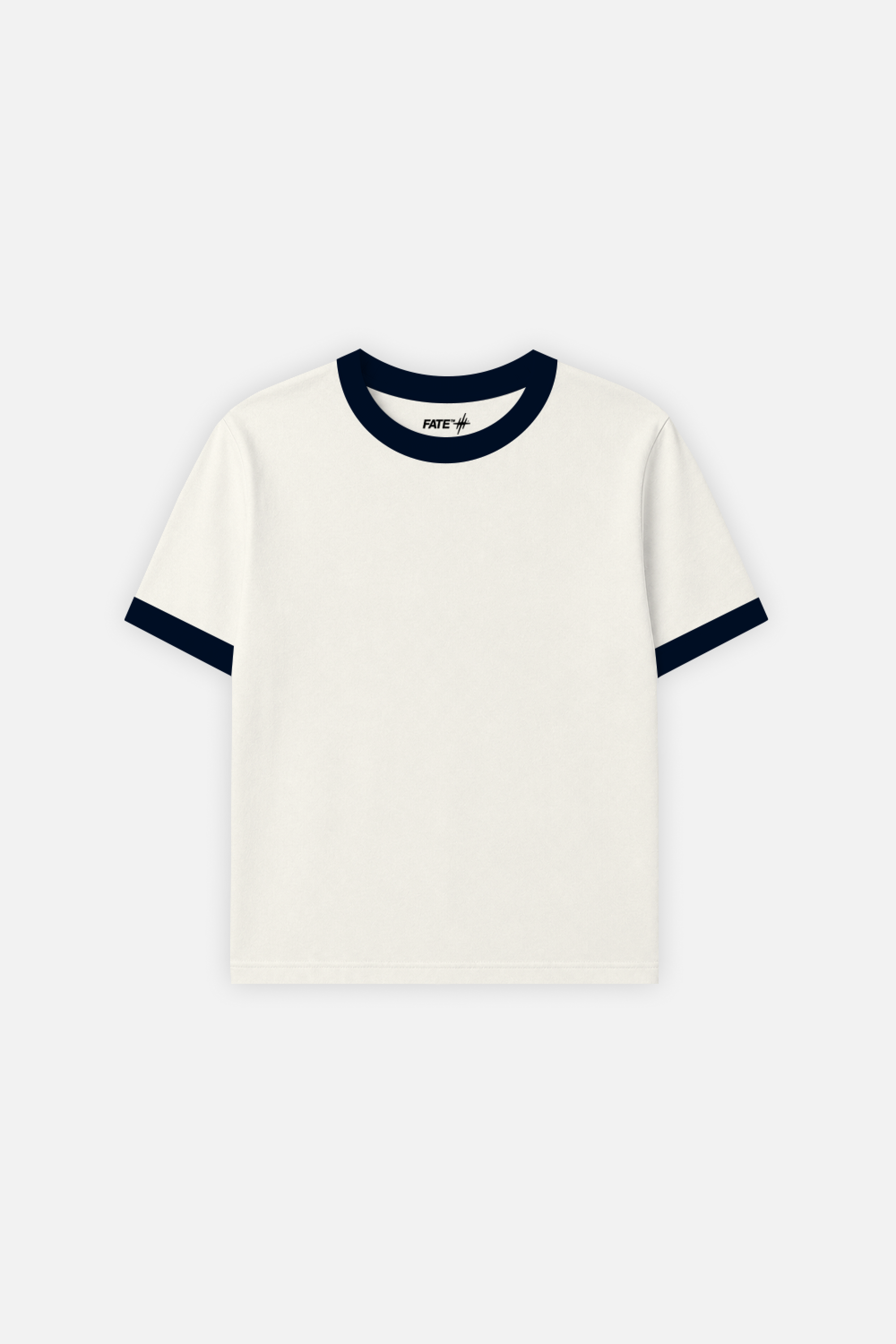 Rib Muscle Tee Ivory w/ Navy