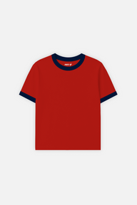 Rib Muscle Tee Red w/ Navy
