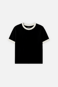 Rib Muscle Tee Black w/ Ivory