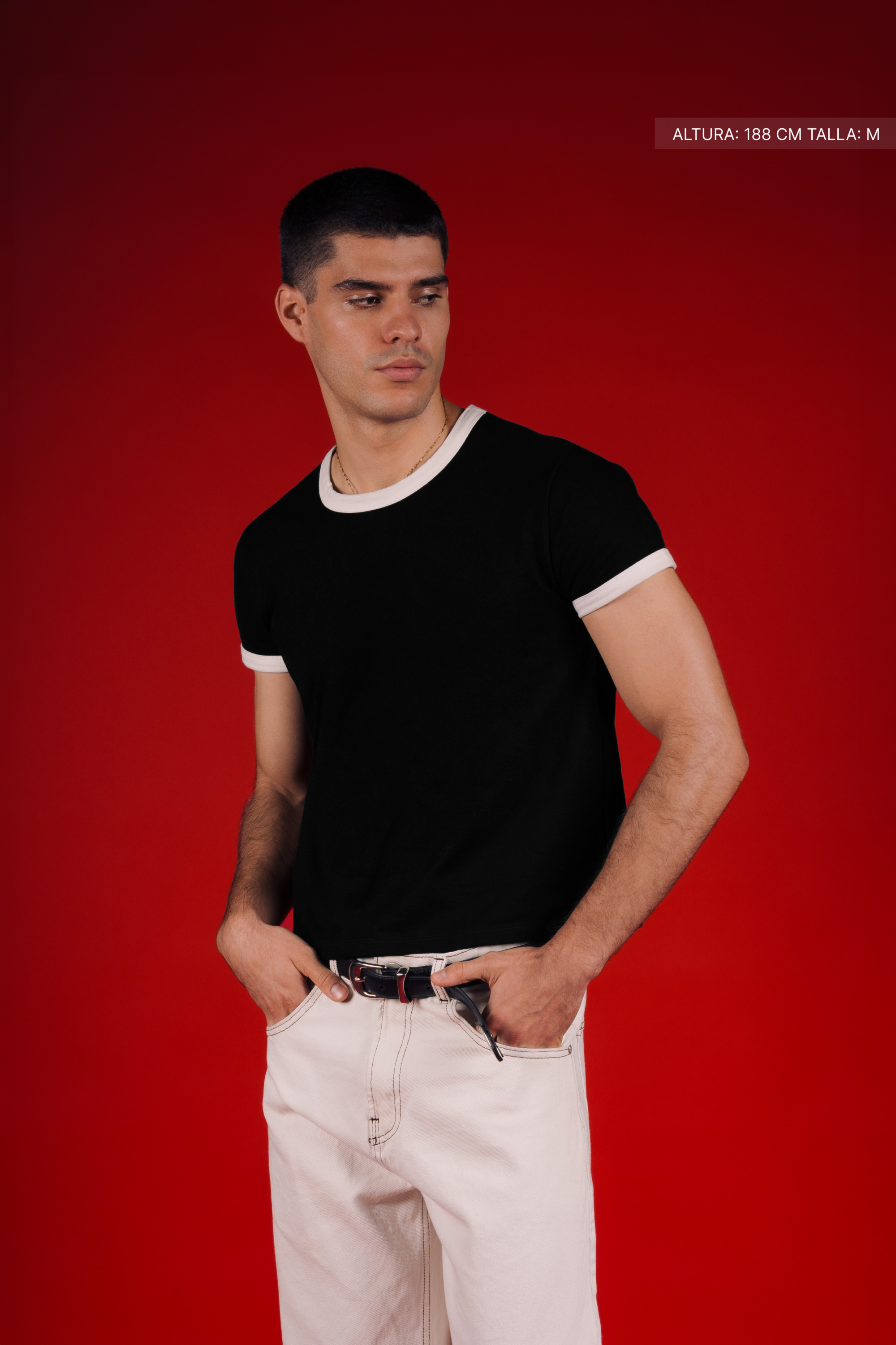 Rib Muscle Tee Black w/ Ivory