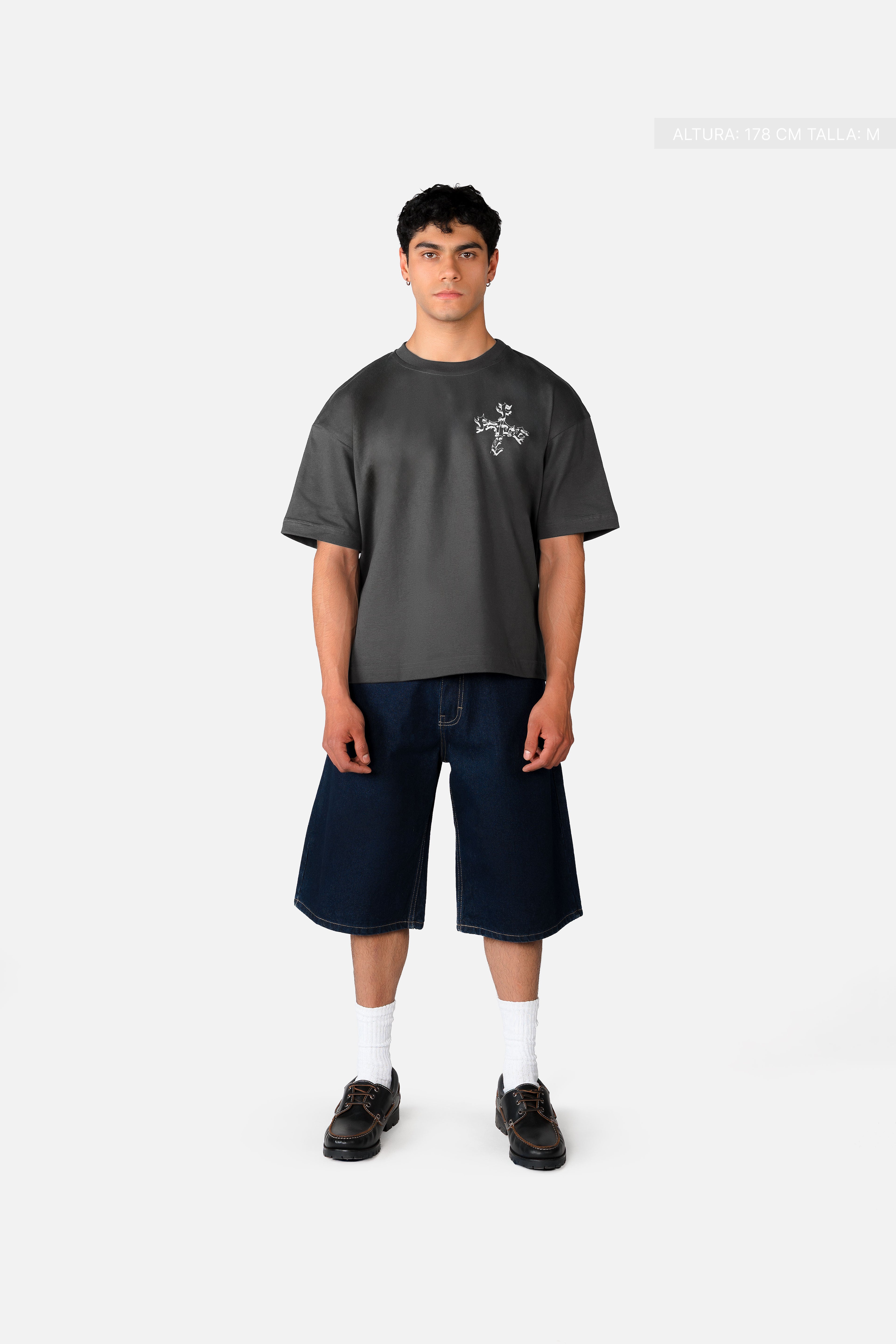 Letter Cross Tee Oxford Grey