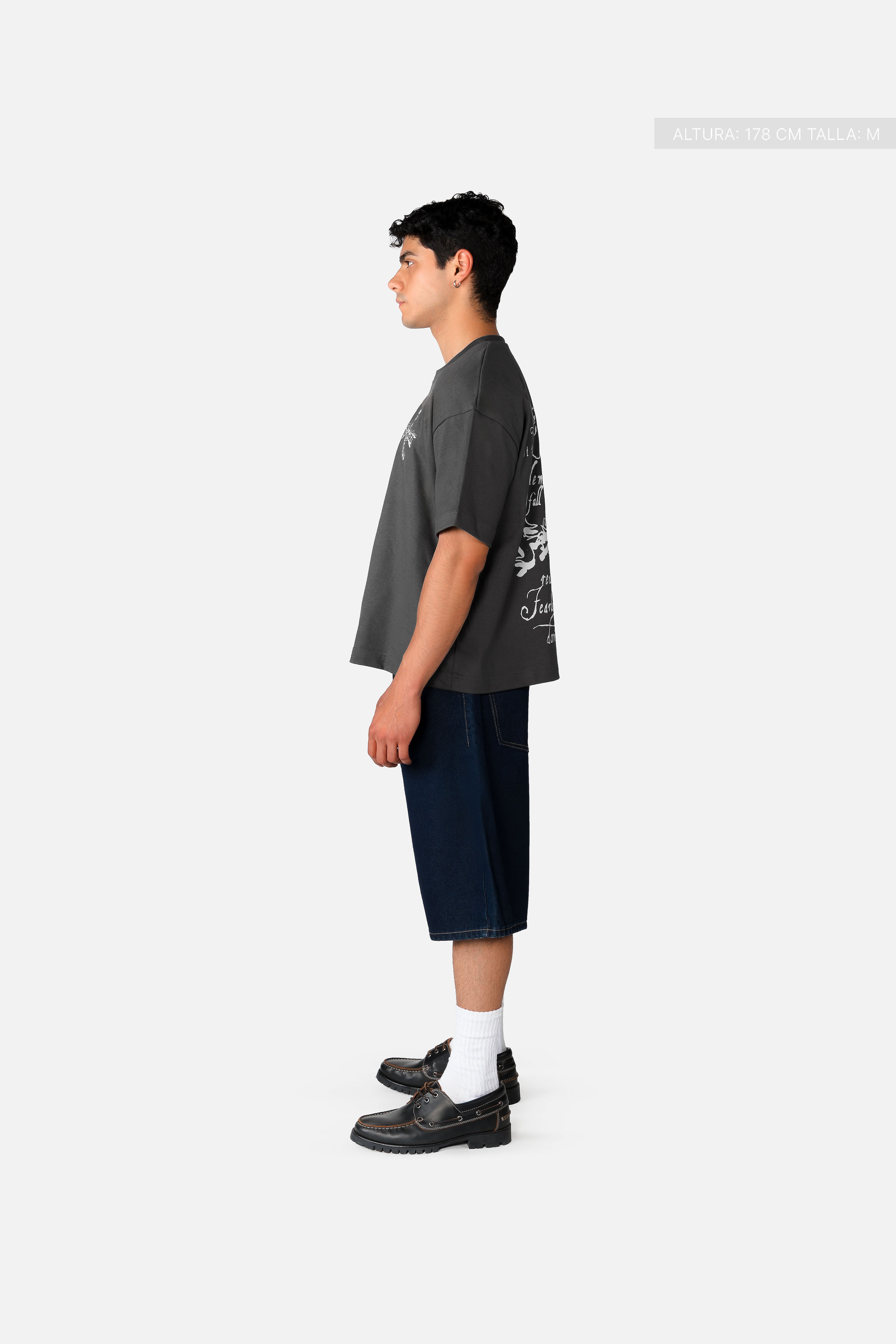Letter Cross Tee Oxford Grey