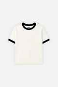 Rib Muscle Tee Ivory w/ Black