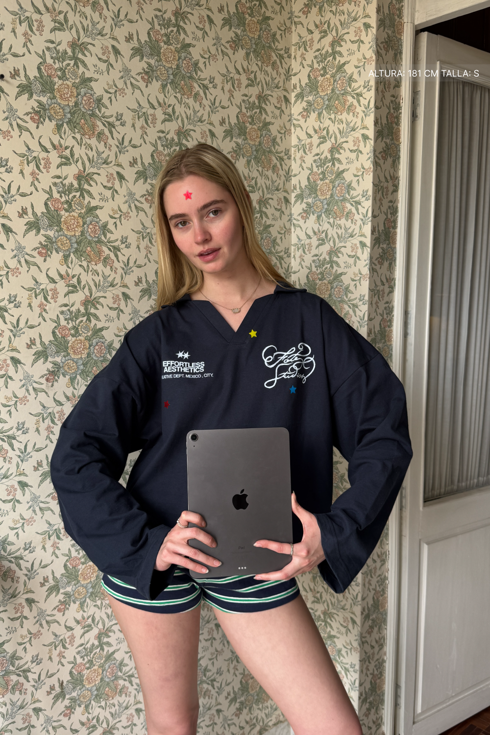 Fate Chalk Effortless Aesthetics  Longsleeve Polo Navy Blue