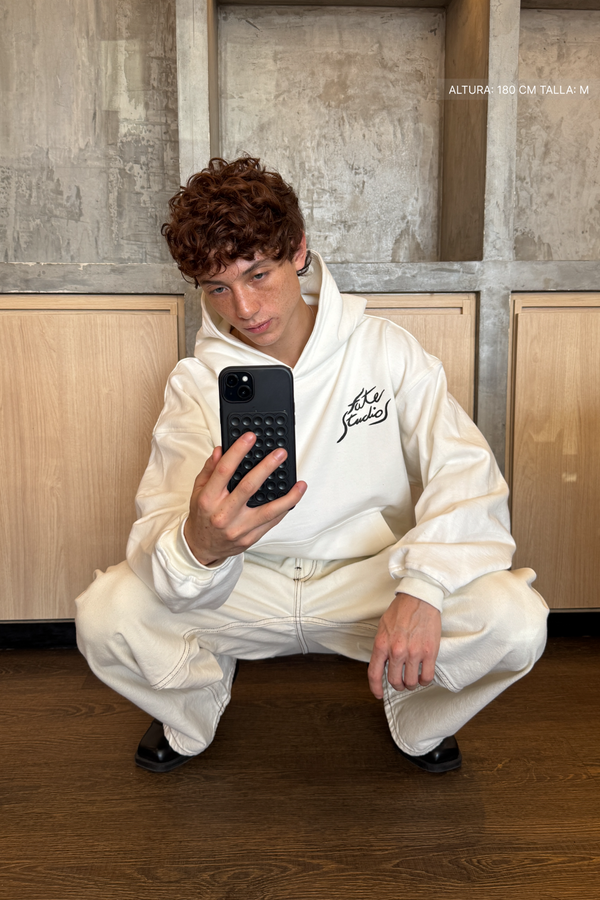 Fate Studios Letterscript Hoodie Ivory