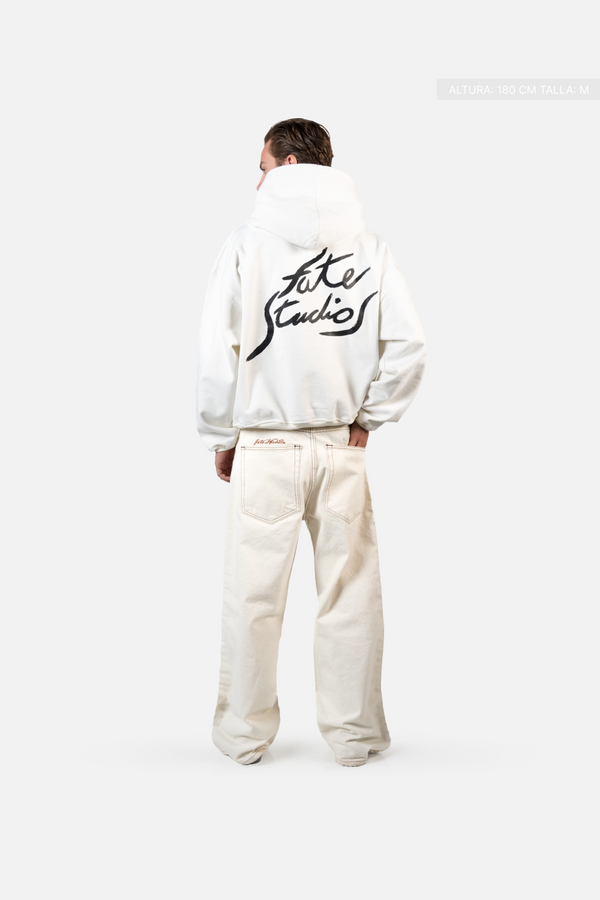 Fate Studios Letterscript Hoodie Ivory