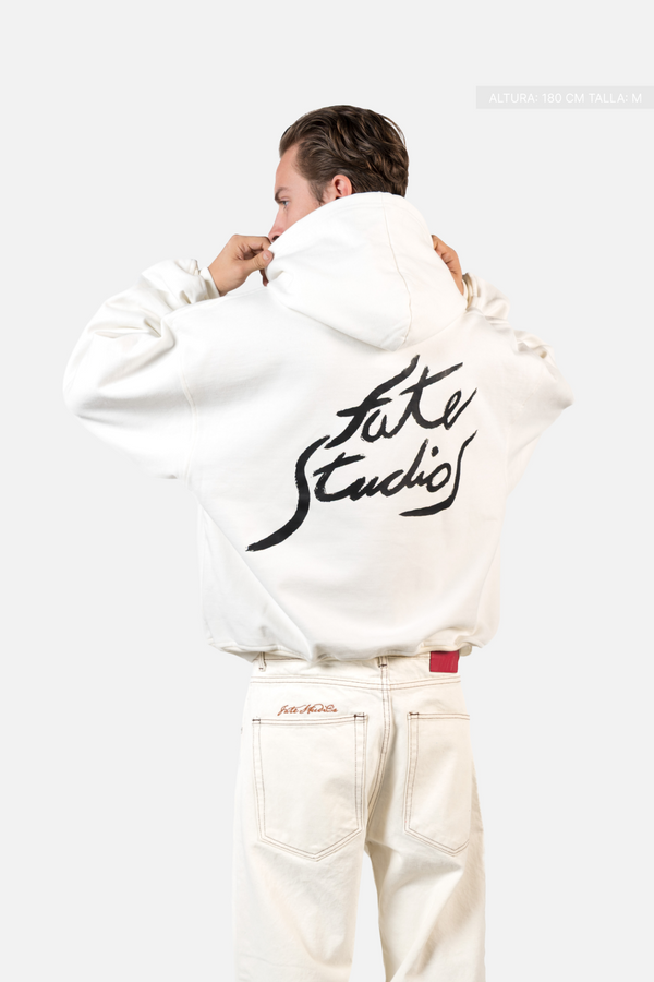 Fate Studios Letterscript Hoodie Ivory